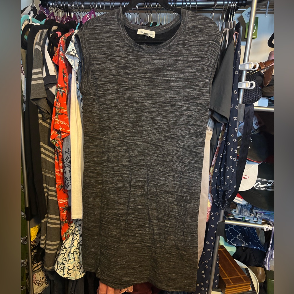 Anthropologie Cloth & Stone Heathered Black Sleeveless T-Shirt Dress